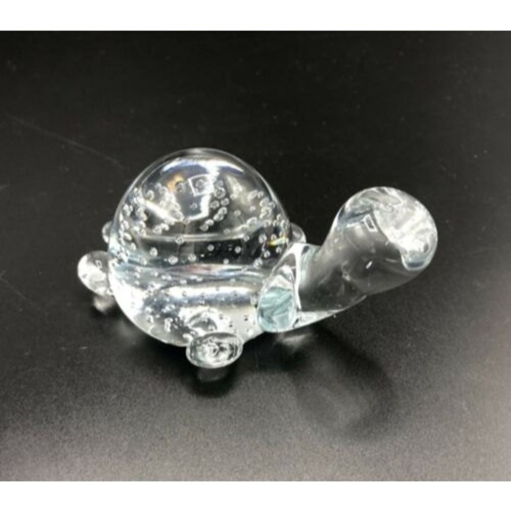 Art Glass Turtle Paperweight with Controlled Bubbles Bullicante Vintage